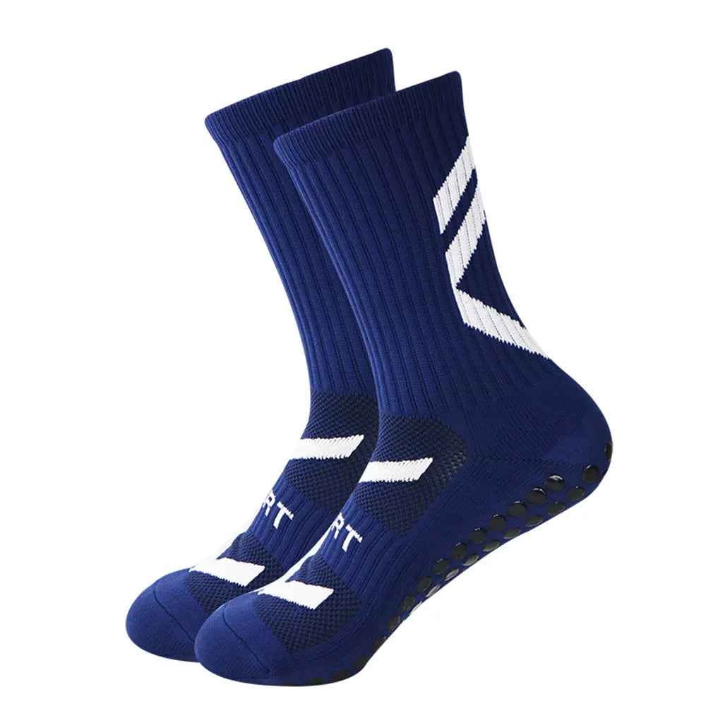High Quality Men'S Football Socks Anti-Slip Sport round Neck Boys Black White Blue Medium Tube Sweat Absorbent Odor Control