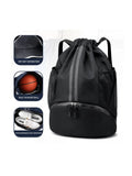 Basketball Bag, Swimming Bag, Dry Wet Separation Women'S Storage Bag, Sports Backpack, Training and Fitness Drawstring Backpack