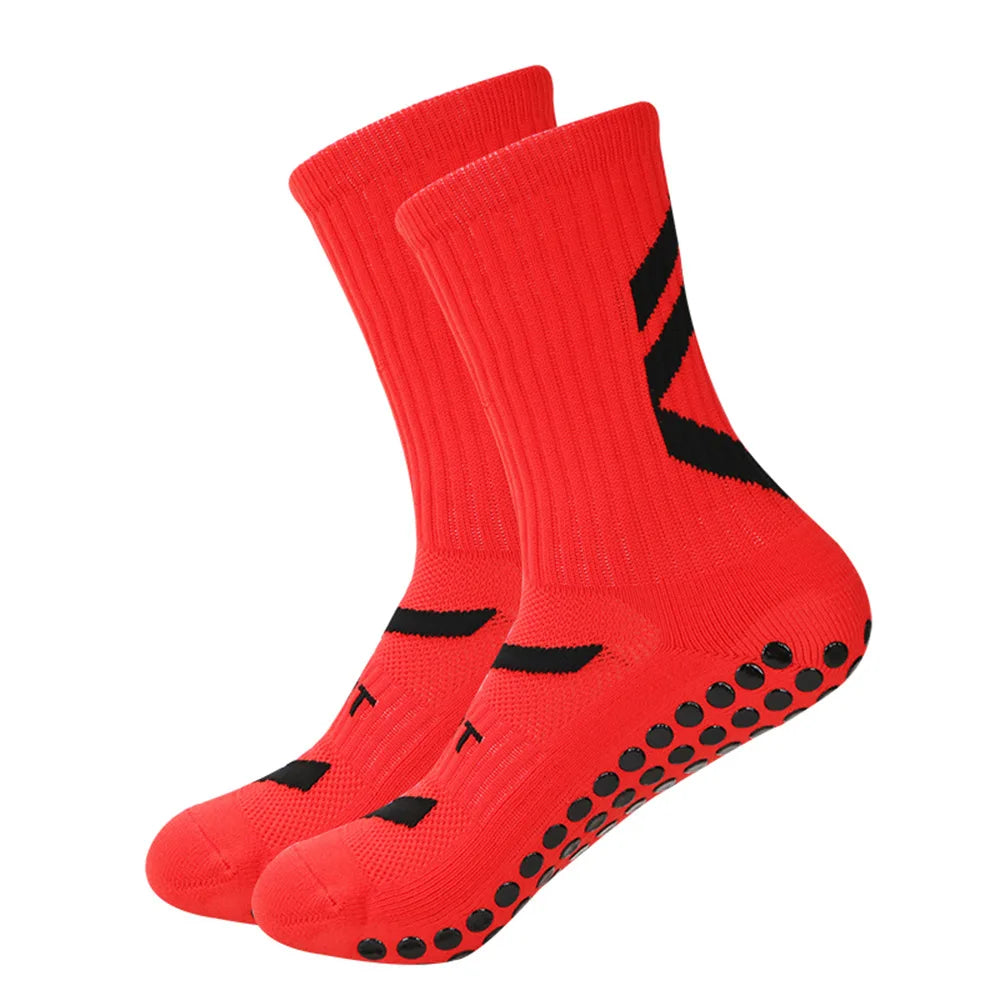 High Quality Men'S Football Socks Anti-Slip Sport round Neck Boys Black White Blue Medium Tube Sweat Absorbent Odor Control