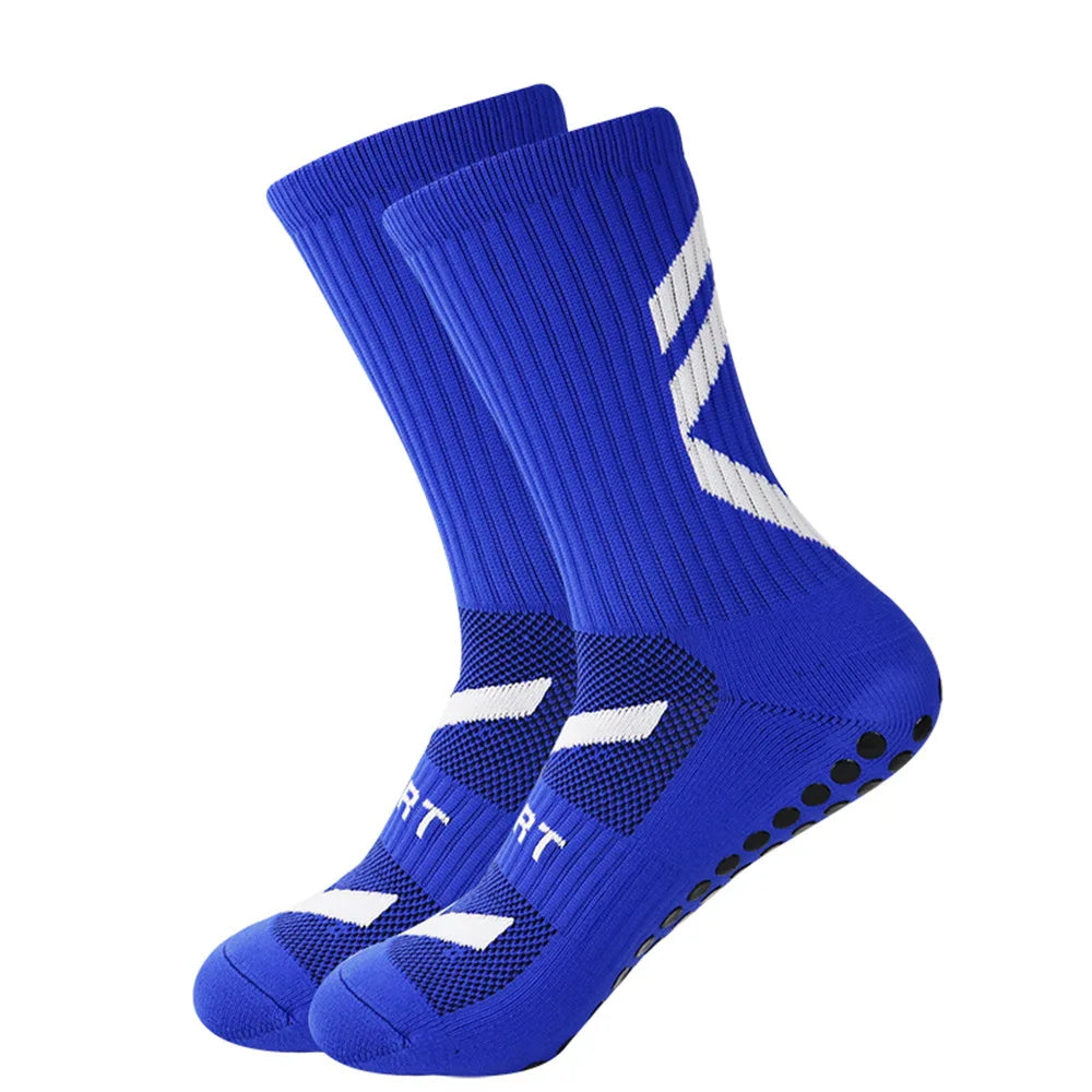 High Quality Men'S Football Socks Anti-Slip Sport round Neck Boys Black White Blue Medium Tube Sweat Absorbent Odor Control