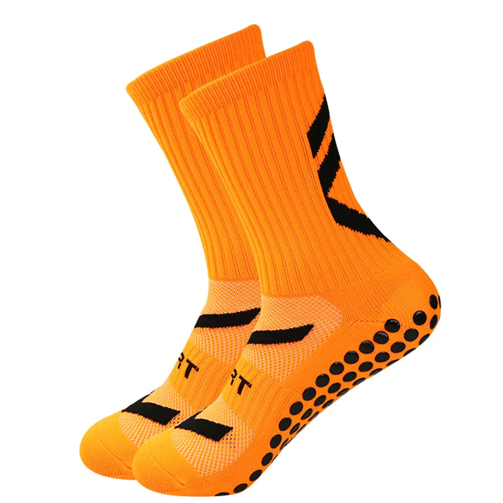 High Quality Men'S Football Socks Anti-Slip Sport round Neck Boys Black White Blue Medium Tube Sweat Absorbent Odor Control