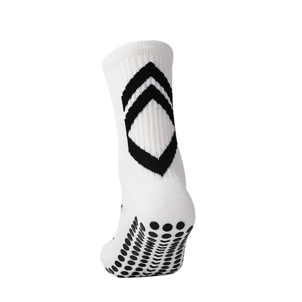 High Quality Men'S Football Socks Anti-Slip Sport round Neck Boys Black White Blue Medium Tube Sweat Absorbent Odor Control