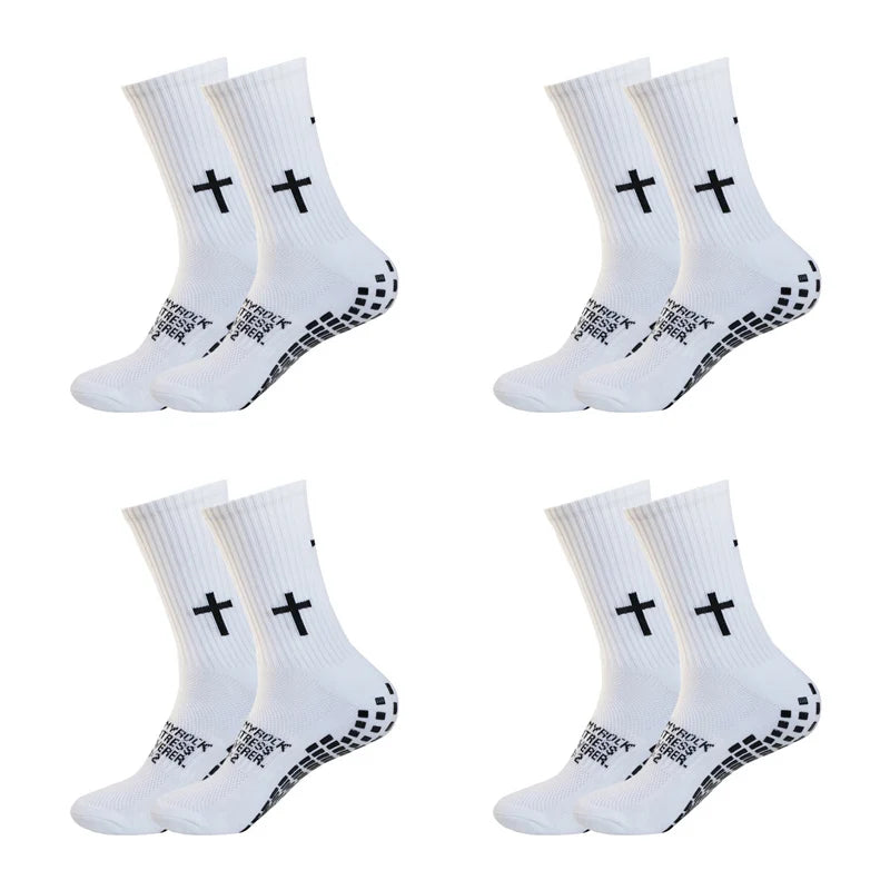 4 Pairs Non-Slip Football Socks Men Women Sports Socks Silicone Bottom Soccer Outdoor Sport Running Cycling Grip Socks