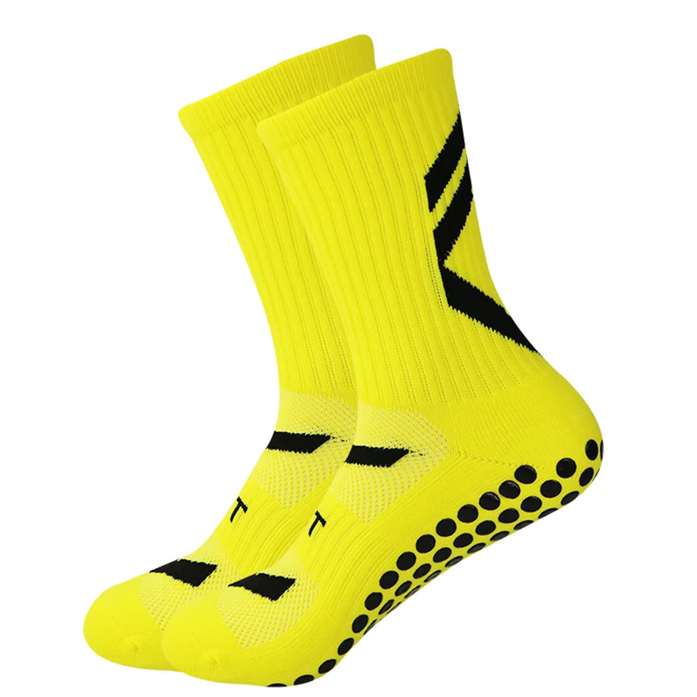 High Quality Men'S Football Socks Anti-Slip Sport round Neck Boys Black White Blue Medium Tube Sweat Absorbent Odor Control