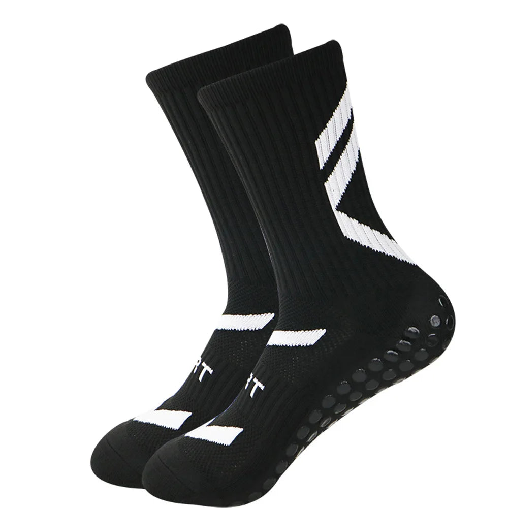 High Quality Men'S Football Socks Anti-Slip Sport round Neck Boys Black White Blue Medium Tube Sweat Absorbent Odor Control